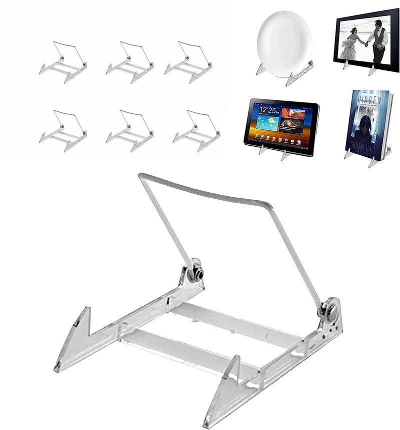 KINGDOM SOLUTIONS MADE IN USA 6-pack Sturdy & Durable Adjustable Acrylic Easels to Display Unnoticeably Plates, Art, Pictures & More - Unique on the Market - Image 1